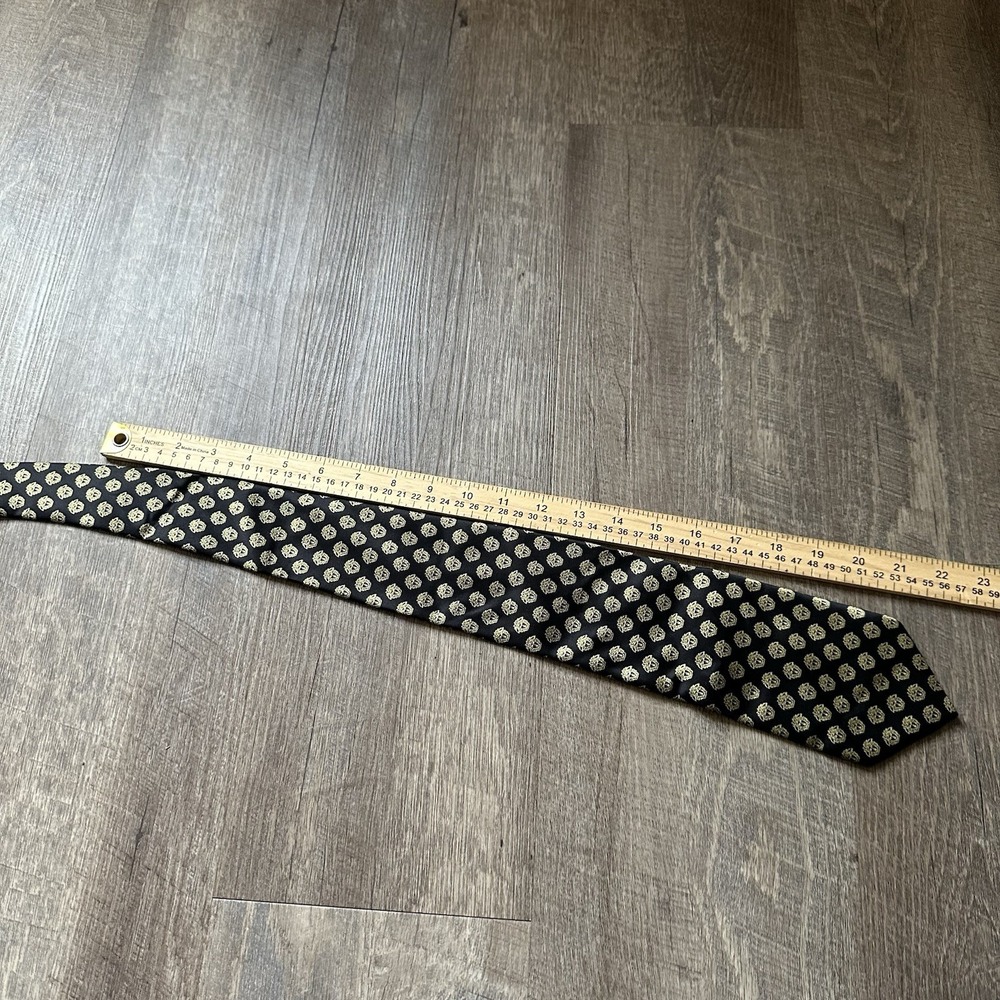 Gianni Versace Coal Black Gold Face VINTAGE Silk Tie Made in Italy EXC+++ - Picture 10 of 12